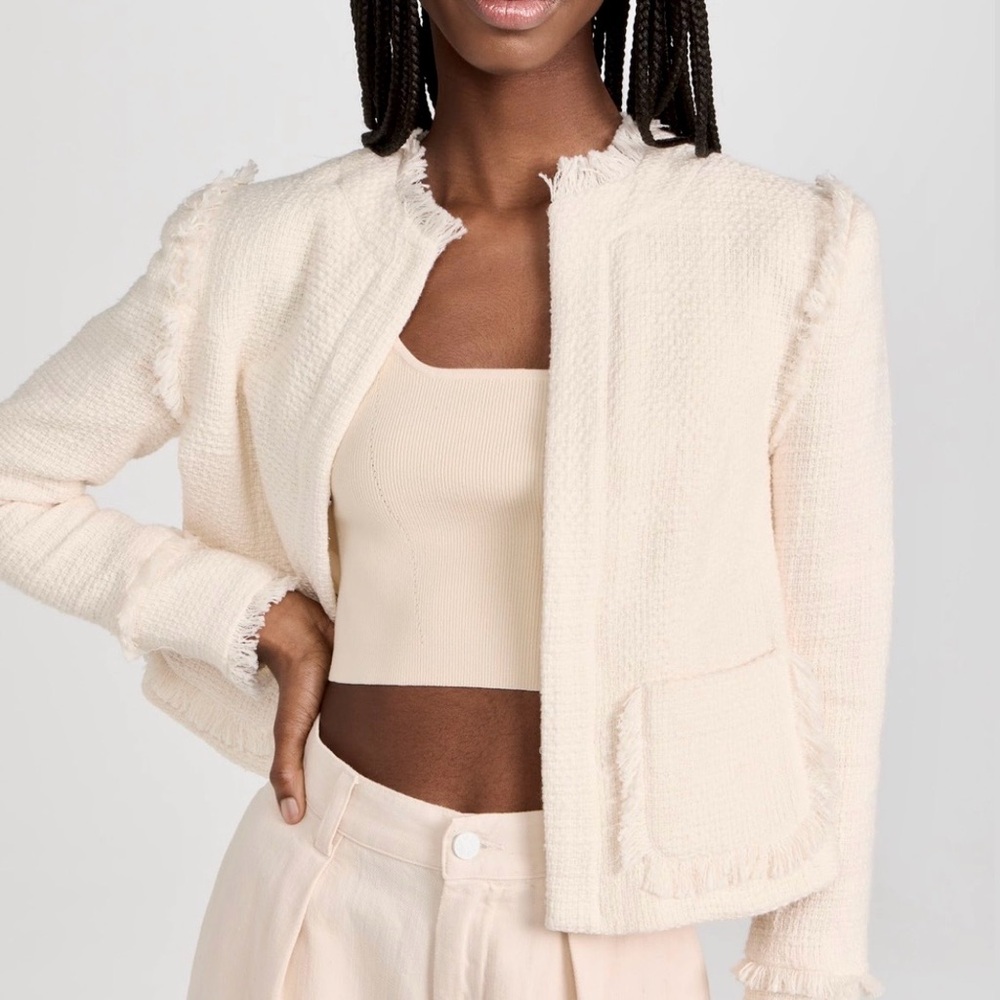 Cinq a sept Boucle Keegan Fray Jacket in Gardenia. EUC. Size 2.